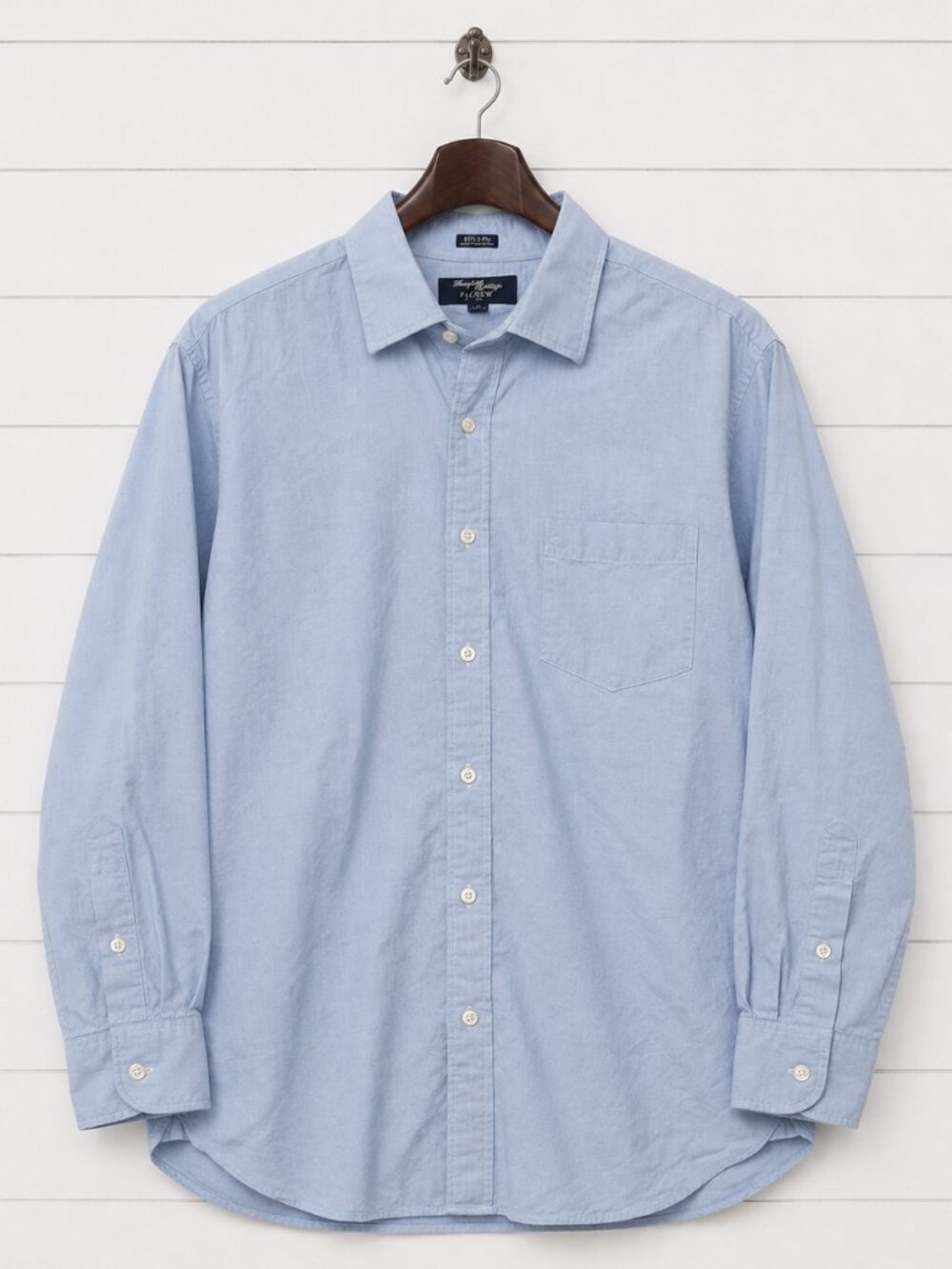J.Crew Thompson Shirtings Mens XL Blue 80s 2-Ply Shirt Preppy Classic